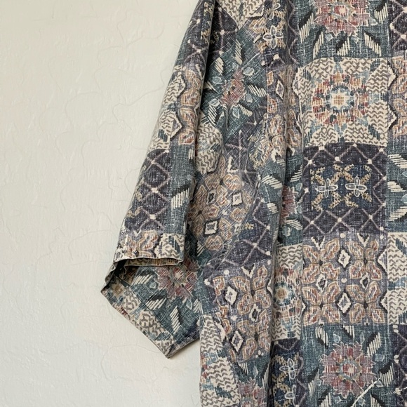 Reyn Spooner Mens Hawaiian Popover Shirt size large Blue Beige Reverse Print USA - Picture 2 of 10
